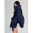 Krótka kurtka bomber collar denim dark blue