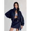 Krótka kurtka bomber collar denim dark blue