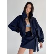 Krótka kurtka bomber collar denim dark blue