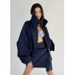 Krótka kurtka bomber collar denim dark blue