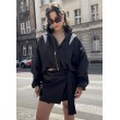 Tie waist mini wrap skirt in black