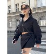 Tie waist mini wrap skirt in black