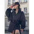 Tie waist mini wrap skirt in black