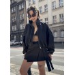 Tie waist mini wrap skirt in black