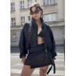 Tie waist mini wrap skirt in black
