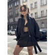 Tie waist mini wrap skirt in black