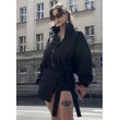 Tie waist mini wrap skirt in black