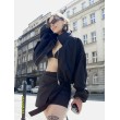 Tie waist mini wrap skirt in black
