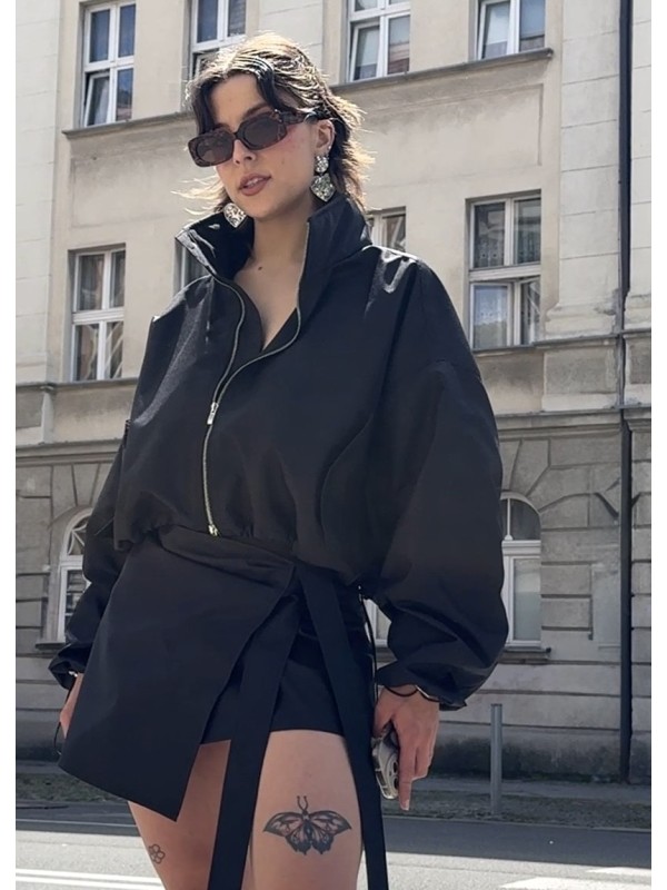 Krótka kurtka bomber collar czarna