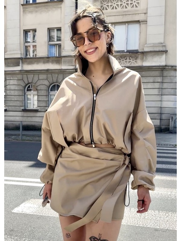 Krótka kurtka bomber collar mocca