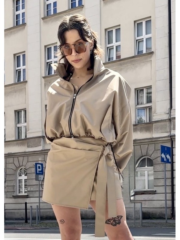 Krótka kurtka bomber collar mocca