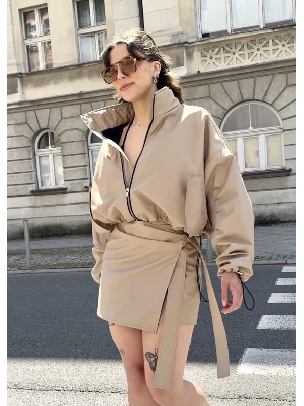 Krótka kurtka bomber collar mocca