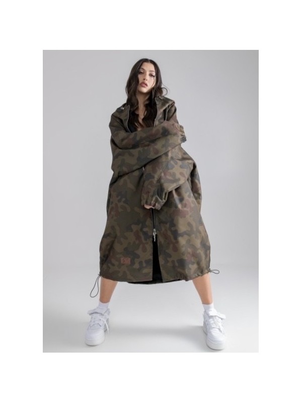 Płaszcz Longline Hoodie oversize camo