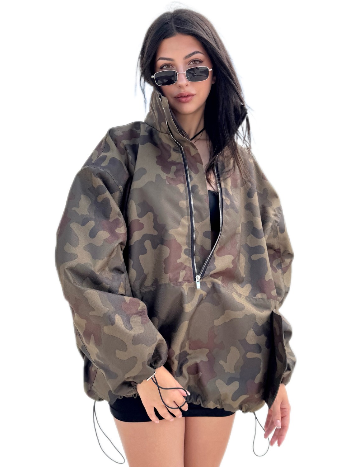 Camo looseZip oversize jacket