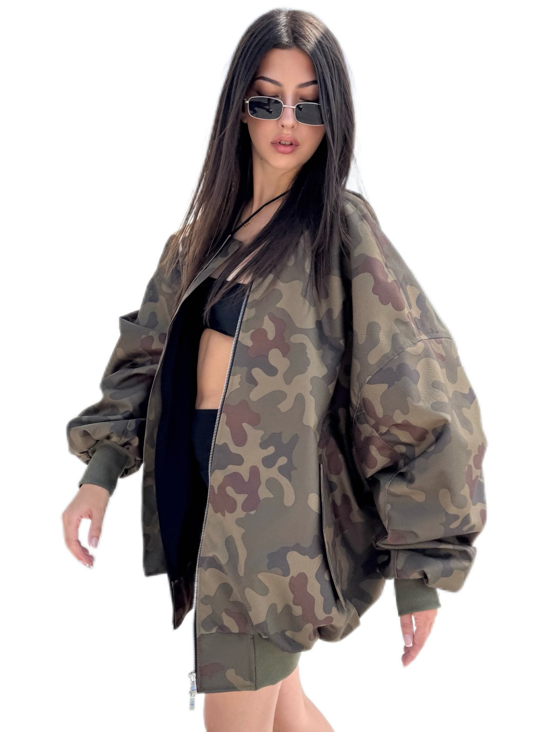Bomber oversize jacket in camo