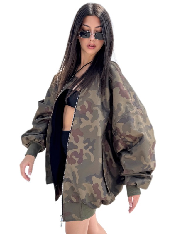 Bomber oversize jacket in camo