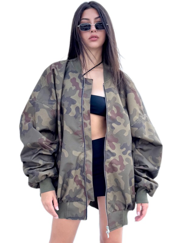 Bomber oversize jacket in camo