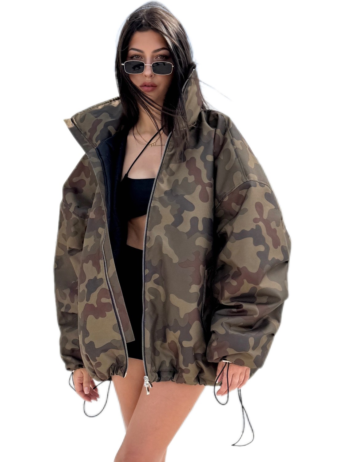Camo oversized bomber jacket