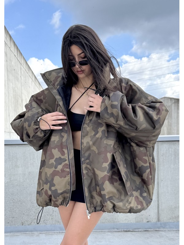 Kurtka typu bomber oversize collar camo
