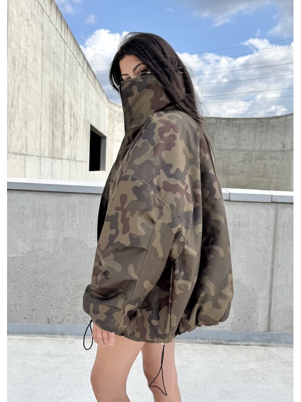 Kurtka typu bomber oversize collar camo