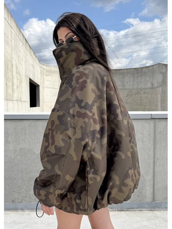 Kurtka typu bomber oversize collar camo