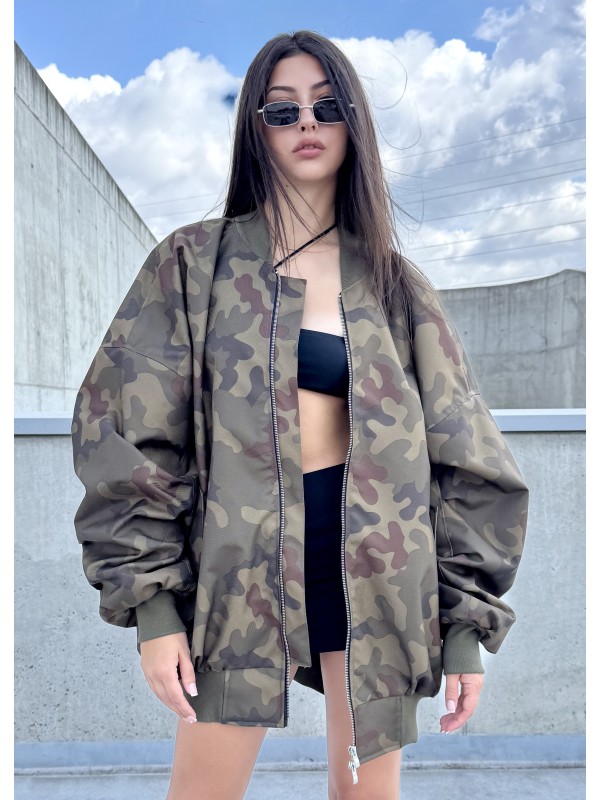 Bomber oversize jacket in camo