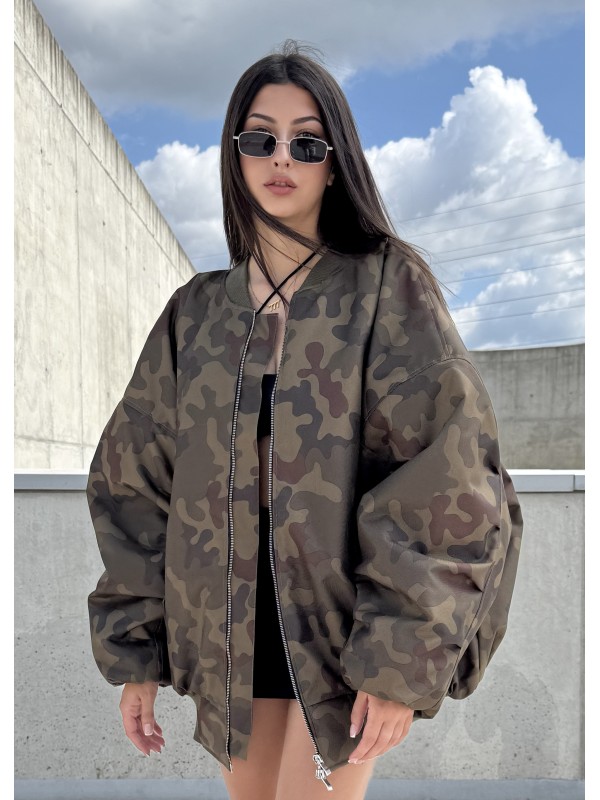 Bomber oversize jacket in camo