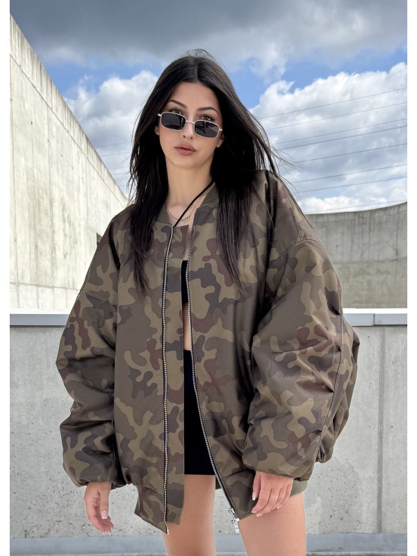 Bomber oversize jacket in camo