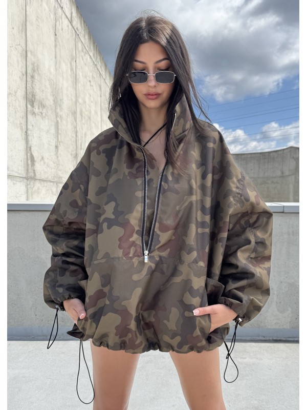Camo looseZip oversize jacket