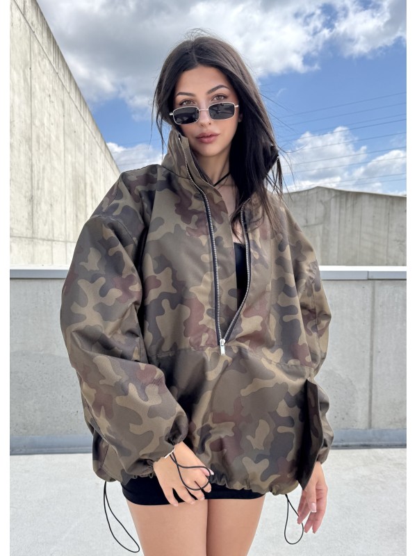 Camo looseZip oversize jacket