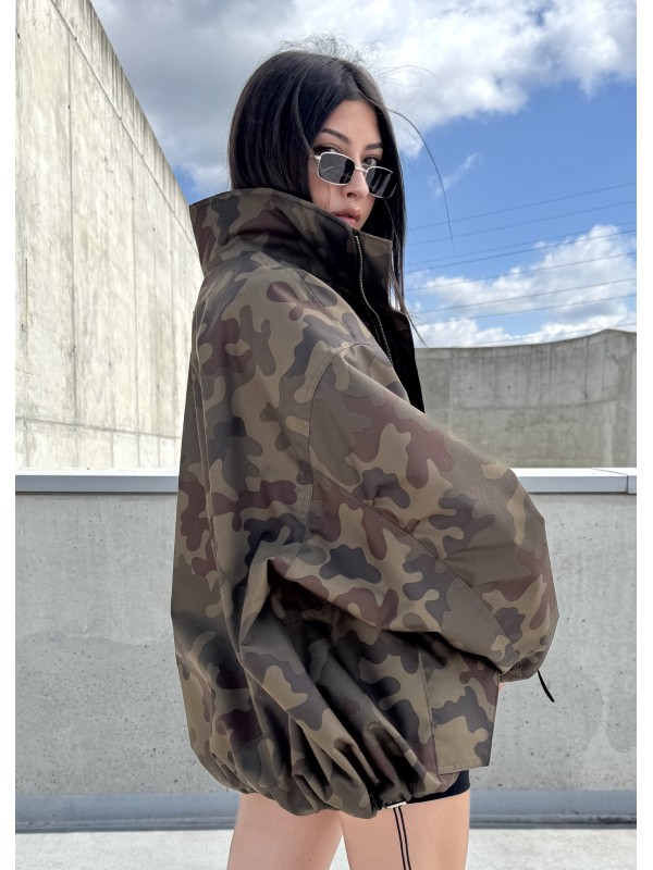Camo looseZip oversize jacket