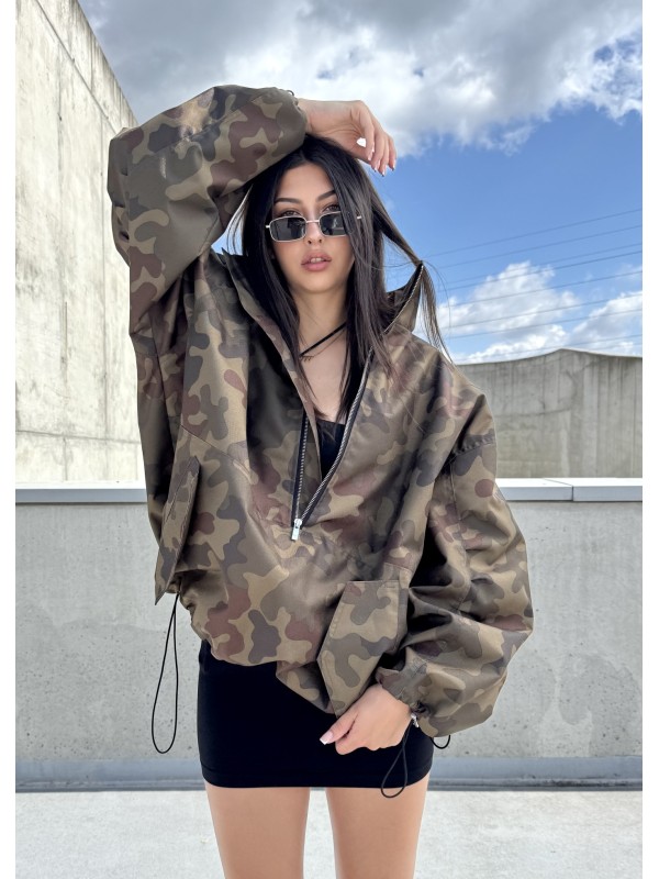 Camo looseZip oversize jacket
