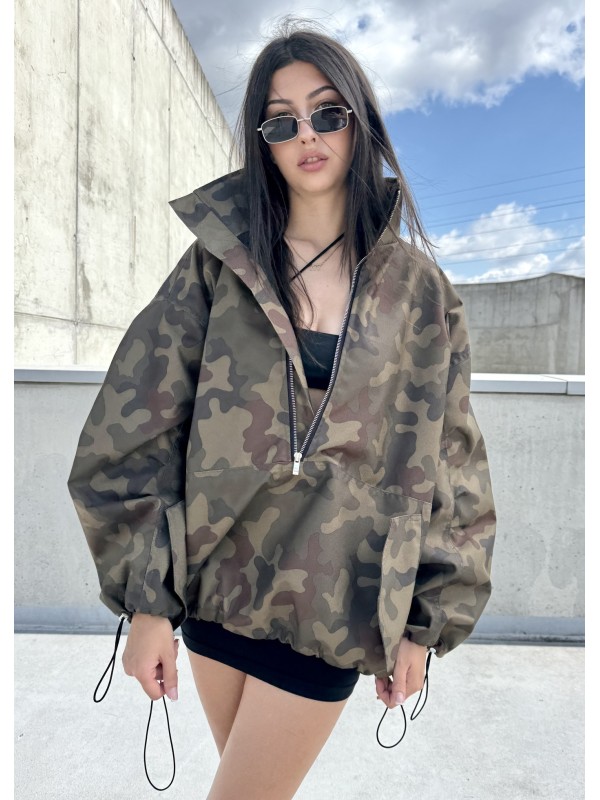 Camo looseZip oversize jacket