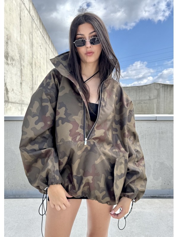 Camo looseZip oversize jacket