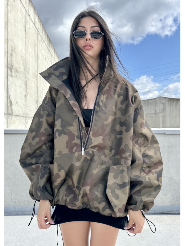 Camo looseZip oversize jacket
