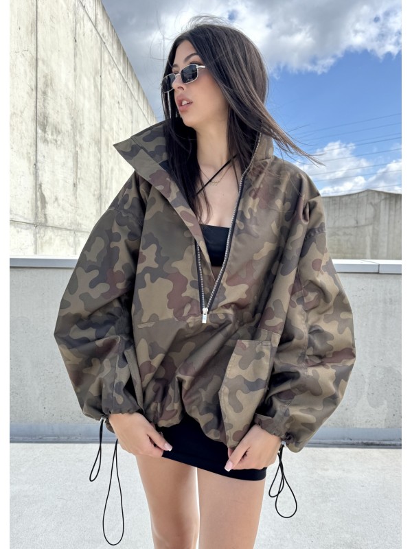 Camo looseZip oversize jacket