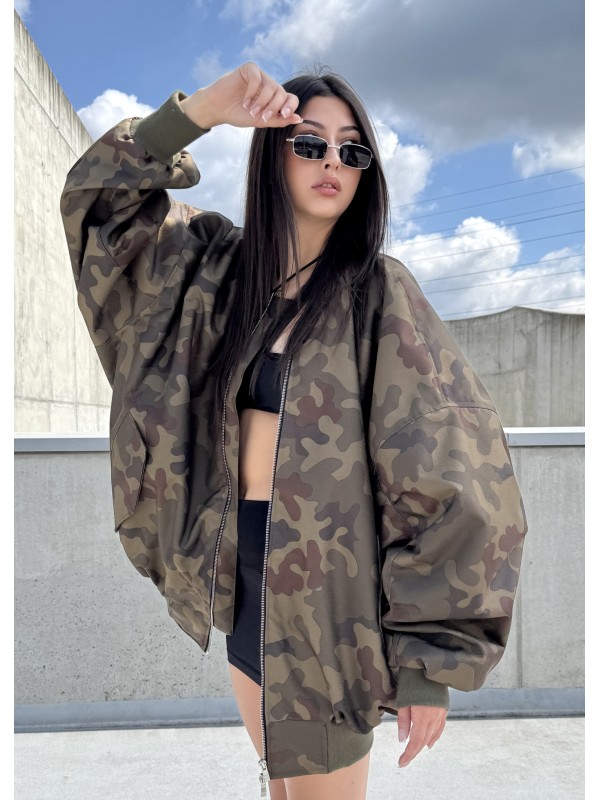 Bomber oversize jacket in camo