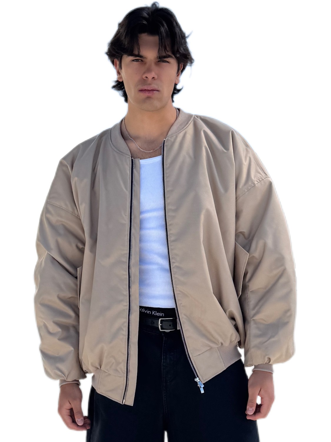 Bomber oversize jacket in mocca