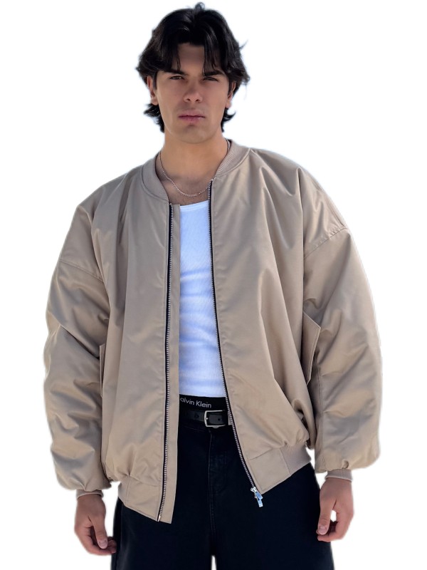 Bomber oversize jacket in mocca