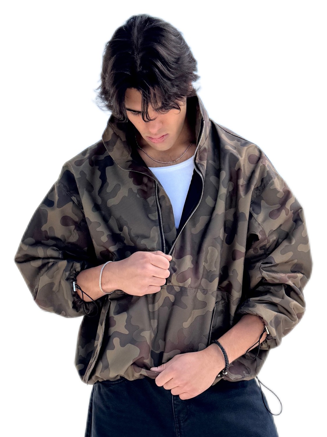 Men's Camo looseZip oversize jacket