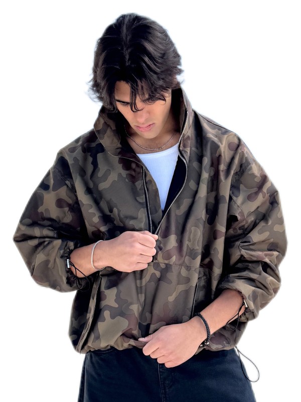 Men's Camo looseZip oversize jacket