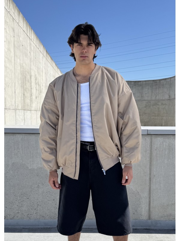 Bomber oversize jacket in mocca