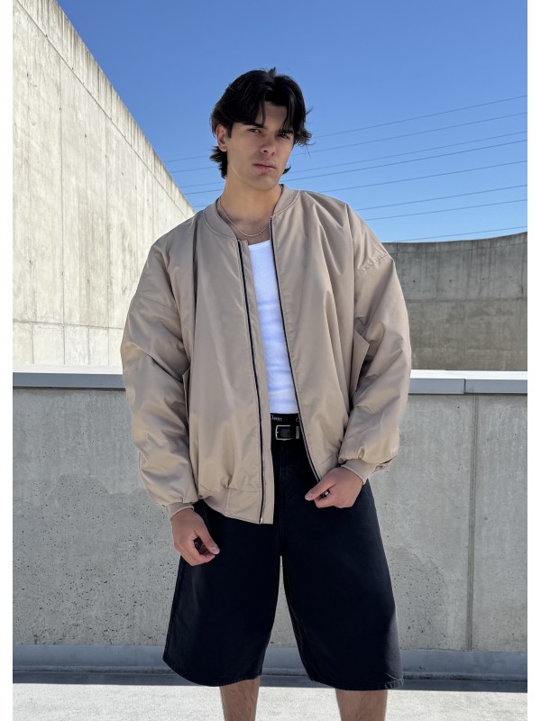 Bomber oversize jacket in mocca