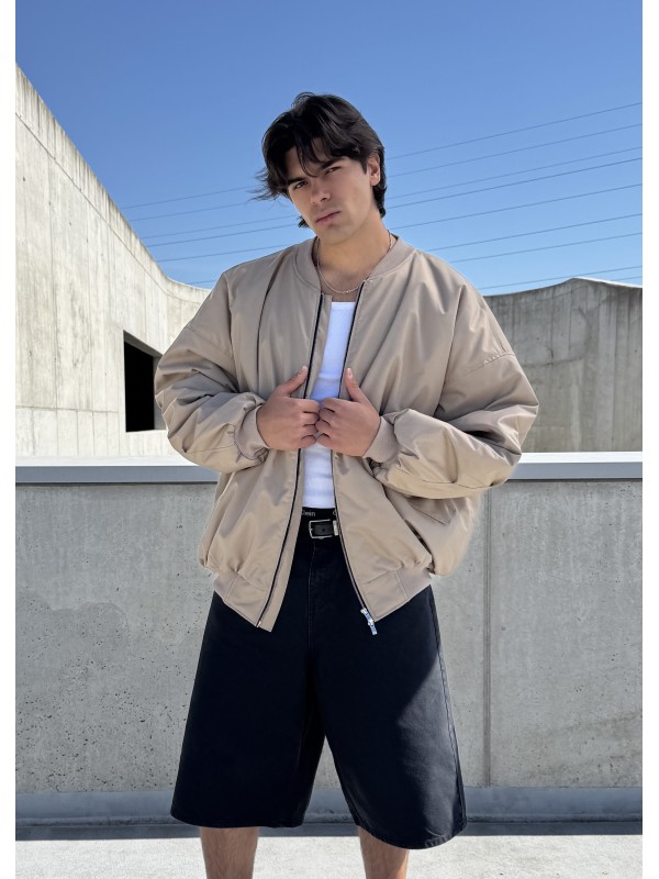 Bomber oversize jacket in mocca