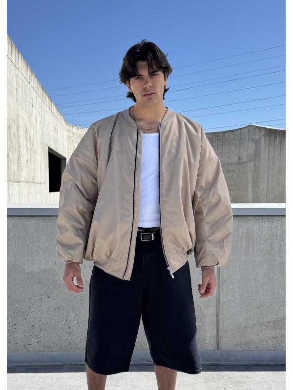 Bomber oversize jacket in mocca