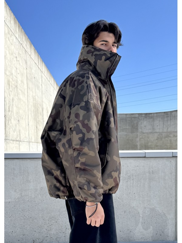 Camo oversized collar bomber jacket