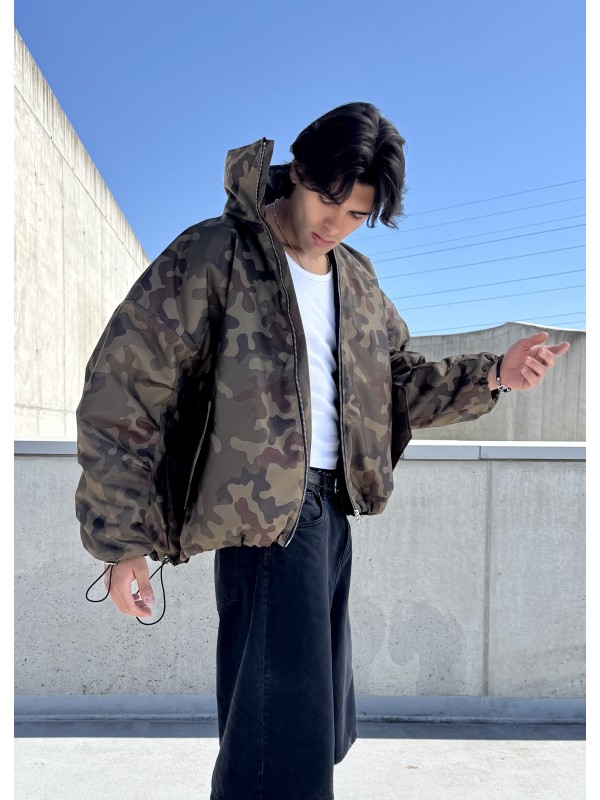 Camo oversized collar bomber jacket