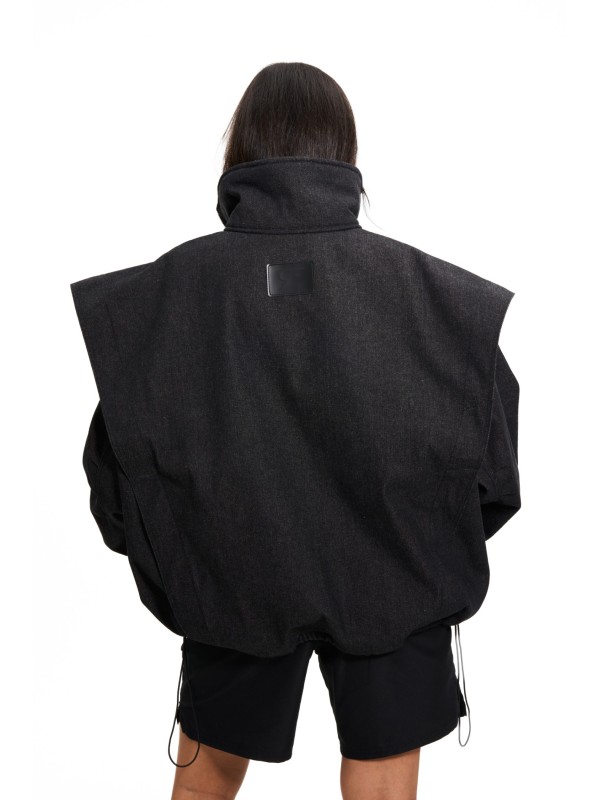 Parachute washed black denim bomber jacket