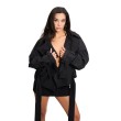 Boxy crop trench denim jacket
