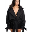 Boxy crop trench denim jacket
